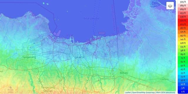 雅加达高程地图