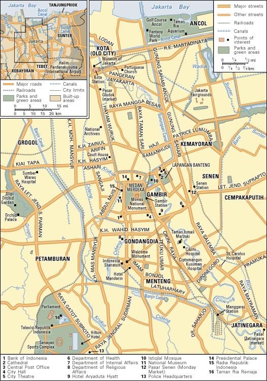 雅加达步行游览地图
