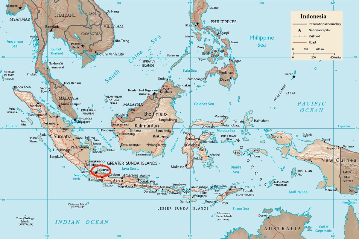 雅加达在爪哇 - 印度尼西亚地图